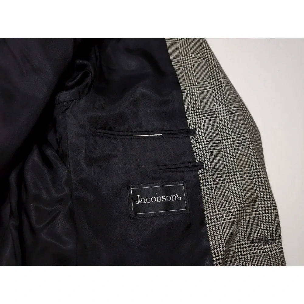 LORO PIANA SFI Jacobsons 100% Cashmere Blazer Sport Coat 44 Long Black Plaid